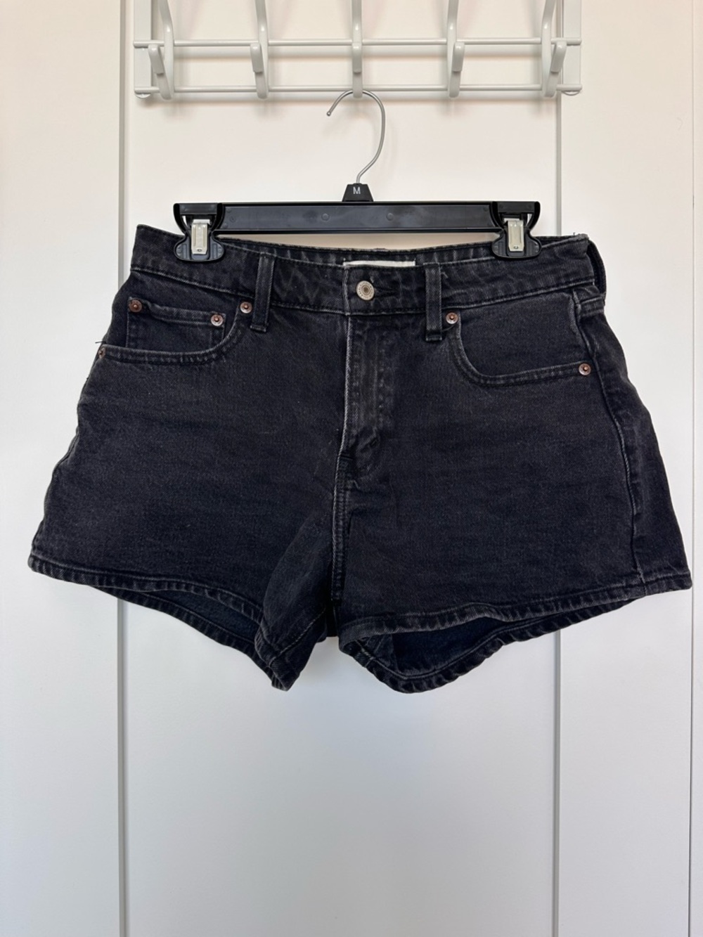 Abercrombie & Fitch Black Mid-Rise Denim Shorts